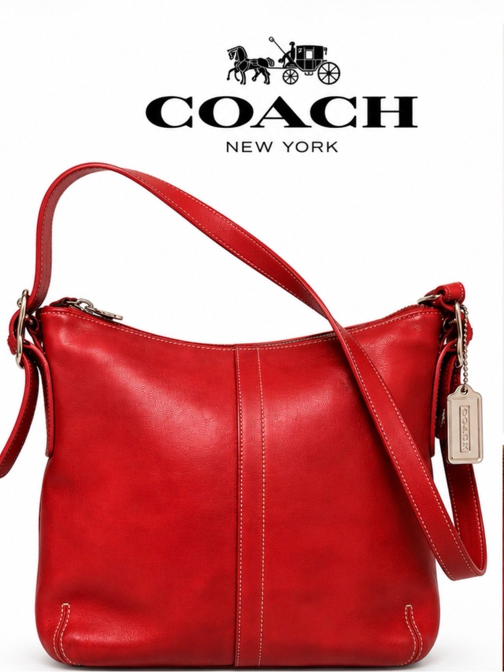 Coach Red Leather Shoulder Bag - Coach
